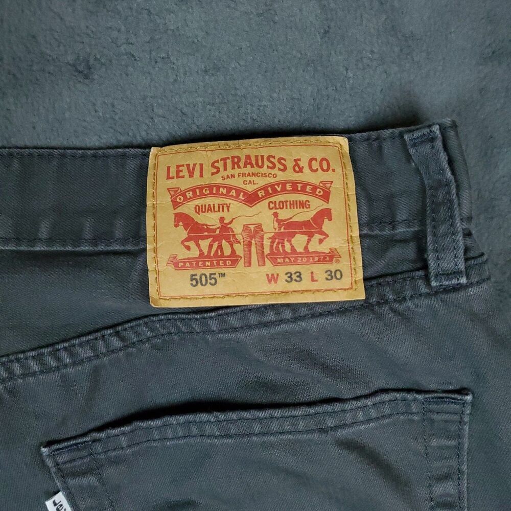 Levis 505 Jeans Mens 32x28.5 Black Straight Leg Zip Fly Denim Pants Casual - Picture 4 of 15